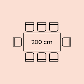 rozmístění židlí u stolu 200 cm