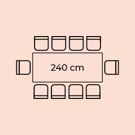 rozmístění židlí u stolu 240 cm