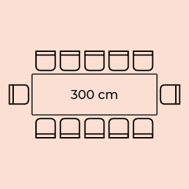 rozmístění židlí u stolu 300 cm