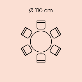 rozmístění židlí u kulatého stolu 110 cm