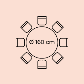 rozmístění židlí u kulatého stolu 160 cm