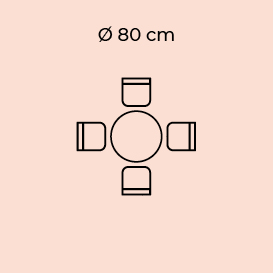 rozmístění židlí u kulatého stolu 80 cm