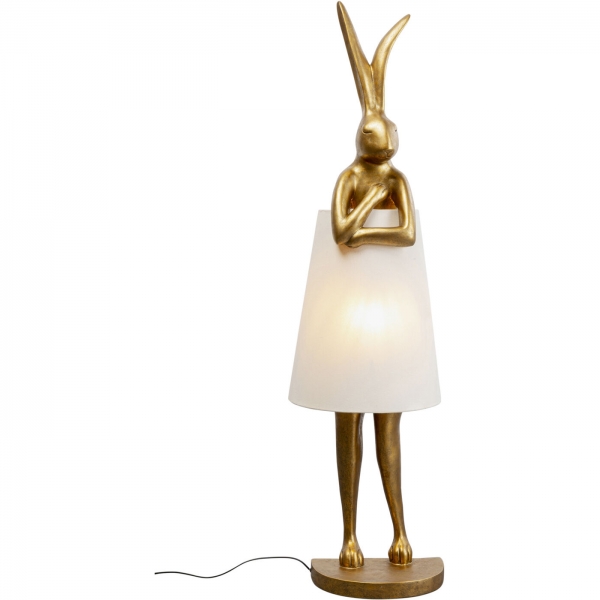 KARE Design Stojací lampa Animal Rabbit zlatá/bílá 150cm