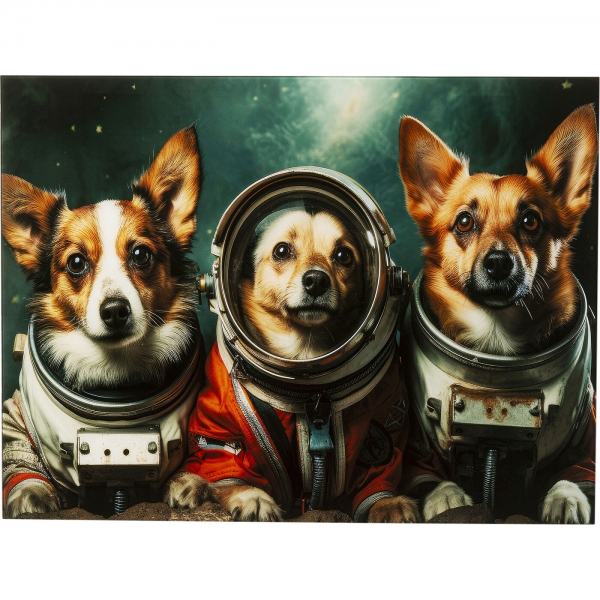 KARE Design Skleněný obraz Astronauts Dogs 80x60CM