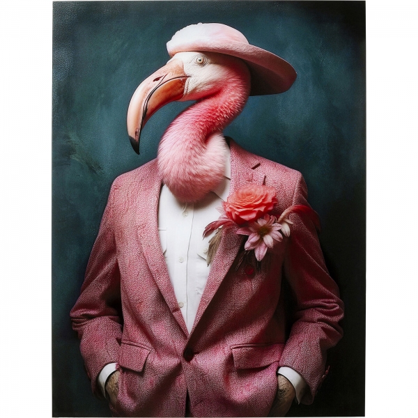 KARE Design Skleněný obraz Mister Flamingo 120x160cm