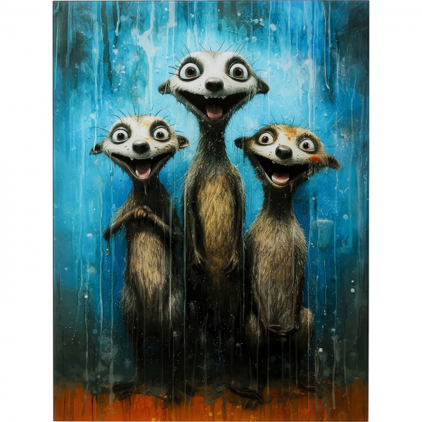 KARE Design Skleněný obraz Singing Meerkats 60x80cm