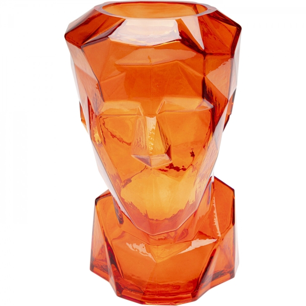 KARE Design Skleněná váza Prisma Face oranžová 30 cm