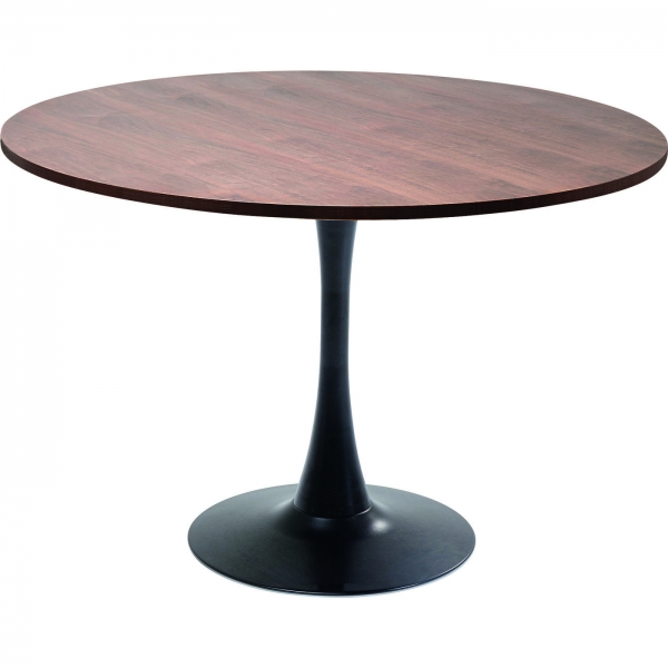 KARE Design Jídelní stůl Schickeria s černou podnoží - ořech, Ø110cm