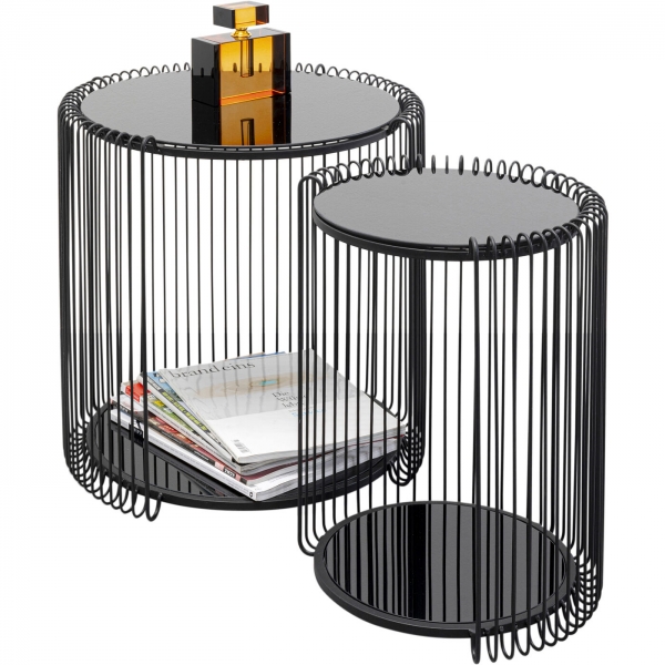 KARE Design Odkládací stolek Wire Double černý (set 2 kusů)