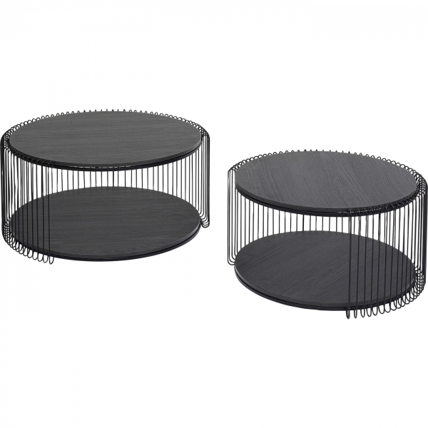 KARE Design Konferenční stolek Wire Double Black dřevěný (set 2 kusů)